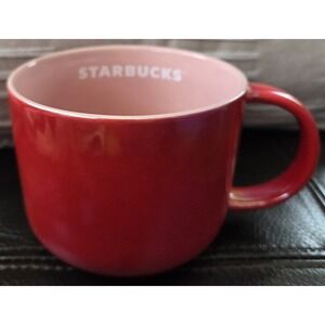 STARBUCKS Coffee Mug 2022 Red Iridescent With Pink‎ Inside 14oz